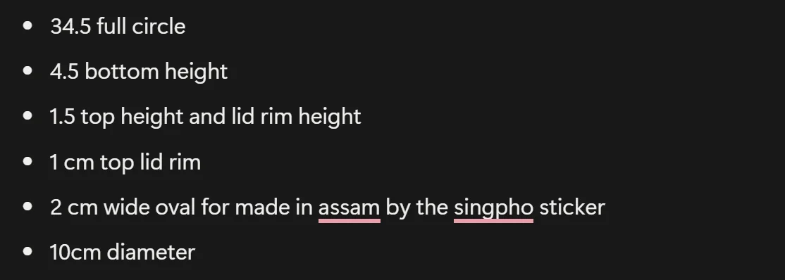 Tiffin measurements